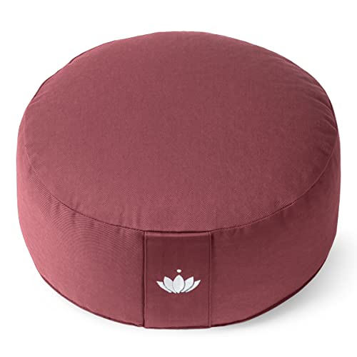 Lotuscrafts Cojin Meditacion Yoga Lotus - Altura 15 cm - Relleno de Espelta - Cubierta en Algodon Lavable- Zafu Meditación - Cojin Suelo Redondo - Cojin Yoga - Meditation Cushion - Certificado Gots