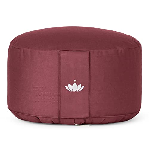 Lotuscrafts Cojin Meditacion Yoga Lotus - Altura 20 cm - Relleno con Cáscaras de Espelta - Cubierta en Algodon Lavable - Cojin Suelo Redondo - Cojin Yoga - Meditation Cushion - Certificado Gots