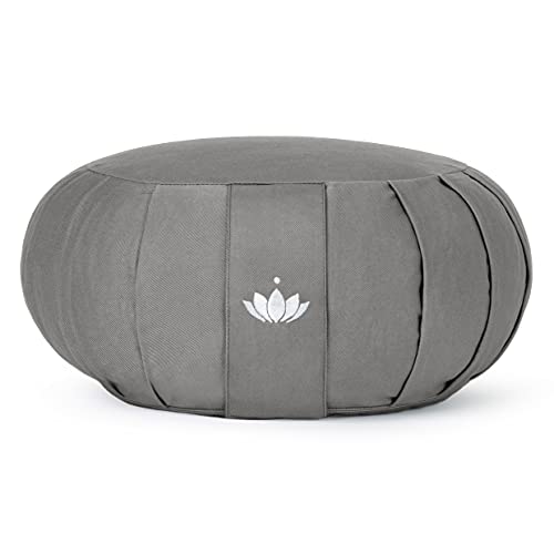 Lotuscrafts Cojin Zafu Meditación Yoga Zen - Altura 15 cm - Relleno de Espelta - Cubierta en Algodon Lavable- Cojin Yoga Zafu - Cojin Suelo Redondo - Meditation Cushion - Certificado Gots