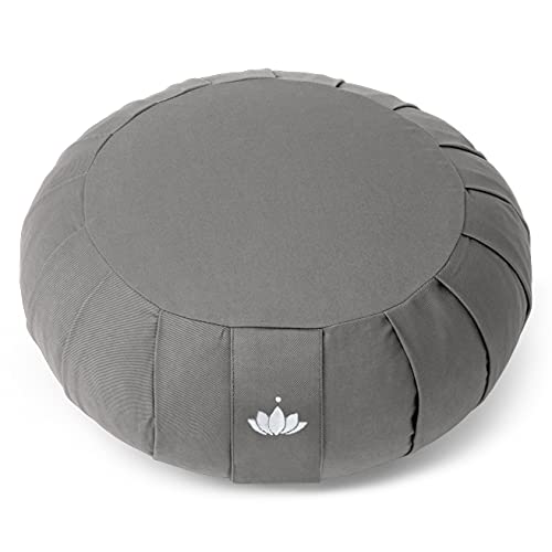 Lotuscrafts Cojin Zafu Meditación Yoga Zen - Altura 15 cm - Relleno de Espelta - Cubierta en Algodon Lavable- Cojin Yoga Zafu - Cojin Suelo Redondo - Meditation Cushion - Certificado Gots