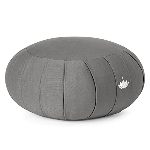 Lotuscrafts Cojin Zafu Meditación Yoga Zen - Altura 15 cm - Relleno de Espelta - Cubierta en Algodon Lavable- Cojin Yoga Zafu - Cojin Suelo Redondo - Meditation Cushion - Certificado Gots