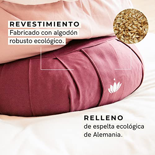 Lotuscrafts Cojin Zafu Meditación Yoga Zen - Altura 15 cm - Relleno de Espelta - Cubierta en Algodon Lavable- Cojin Yoga Zafu - Cojin Suelo Redondo - Meditation Cushion - Certificado Gots