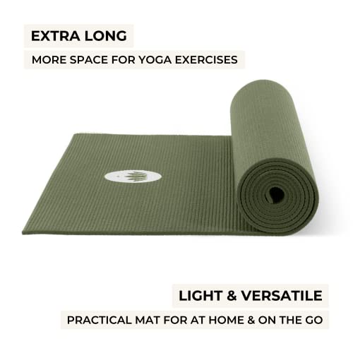 Lotuscrafts Esterilla Yoga Antideslizante Mudra Studio XL - Colchoneta Yoga Antideslizante Ecologica - Esterilla Pilates y Yoga - Alfombra Yoga - Eco Yoga Mat (Oil Green)