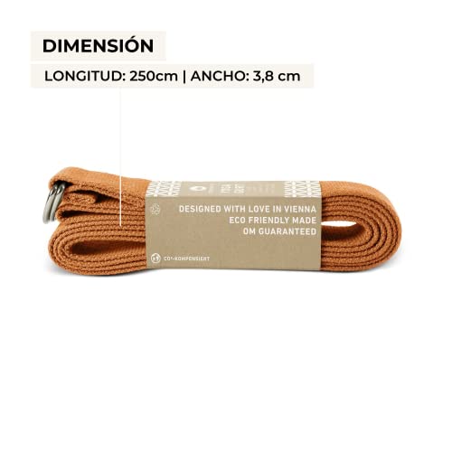 Lotuscrafts Yoga Cinturon Algodon - 100% Algodon (Cultivo Biológico) - Correa Yoga Algodon para Mejores Estiramientos - Cinturón de Yoga con Cierre de Metal - Yoga Strap Belt [250 x 3,8 cm]