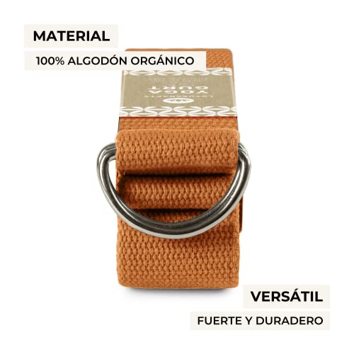 Lotuscrafts Yoga Cinturon Algodon - 100% Algodon (Cultivo Biológico) - Correa Yoga Algodon para Mejores Estiramientos - Cinturón de Yoga con Cierre de Metal - Yoga Strap Belt [250 x 3,8 cm]