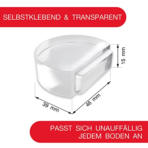 LouMaxx tope de puerta suelo autoadhesivo - suelo adecuado para todos los suelos duros para proteger la pared y los muebles - autoadhesivo, transparente, semicircular y fácil de colocar 2 uds