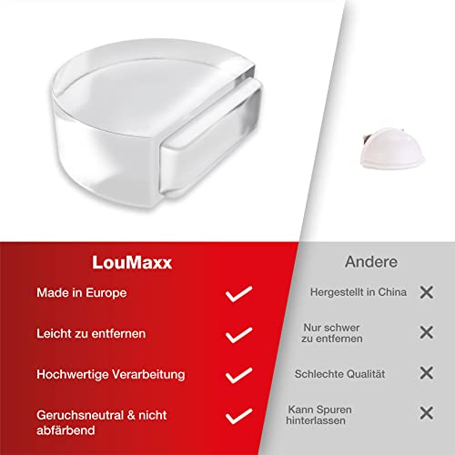 LouMaxx tope de puerta suelo autoadhesivo - suelo adecuado para todos los suelos duros para proteger la pared y los muebles - autoadhesivo, transparente, semicircular y fácil de colocar 2 uds