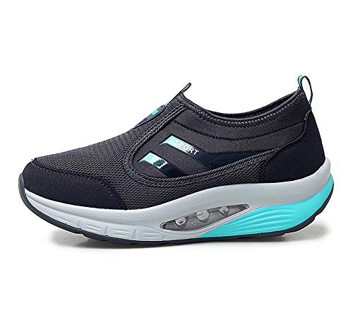 lovejin Mujer Zapatillas Deportivas de Correr Plataforma Cuña Zapatos Moda Fitness Adelgazar Planos Sneakers