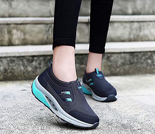 lovejin Mujer Zapatillas Deportivas de Correr Plataforma Cuña Zapatos Moda Fitness Adelgazar Planos Sneakers