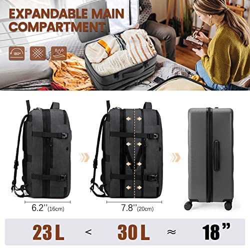 LOVEVOOK Mochila Viaje Hombre Mujer Mochila Viaje Cabina Avion Para Easyjet Ryanair Grande Mochila Para Portátil 15,6 Pulgadas Mochila Expandible Equipaje De Mano Travel Backpack, Gris