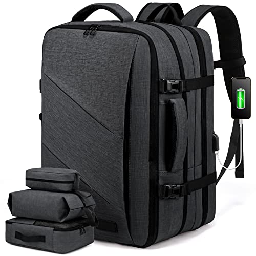 LOVEVOOK Mochila Viaje Hombre Mujer Mochila Viaje Cabina Avion Para Easyjet Ryanair Grande Mochila Para Portátil 15,6 Pulgadas Mochila Expandible Equipaje De Mano Travel Backpack, Gris