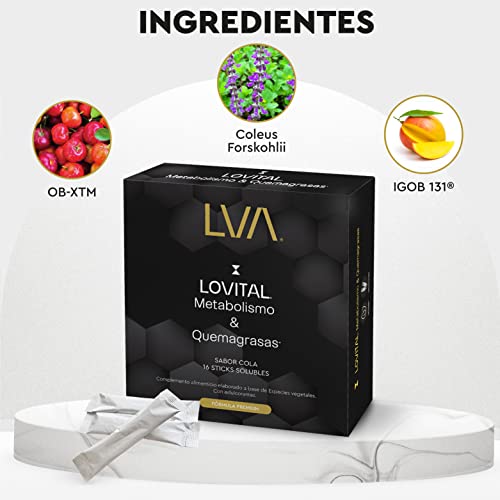 LOVITAL Quemagrasas Potente para Adelgazar y Bajar Peso Rápido y Efectivo | Eliminar grasa Abdominal, Caderas y Muslos | 16 sticks veganos uso diario