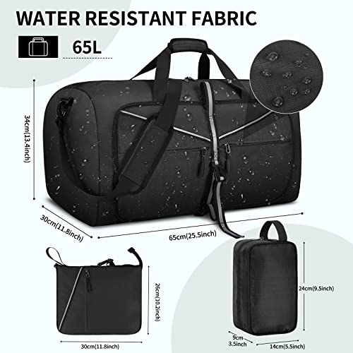 Lubardy Bolsa Deporte Hombre Plegable Ligera Bolsa de Viaje Mujer Impermeable 100L Grande Bolsa Fin de Semana con Compartimento Zapatos