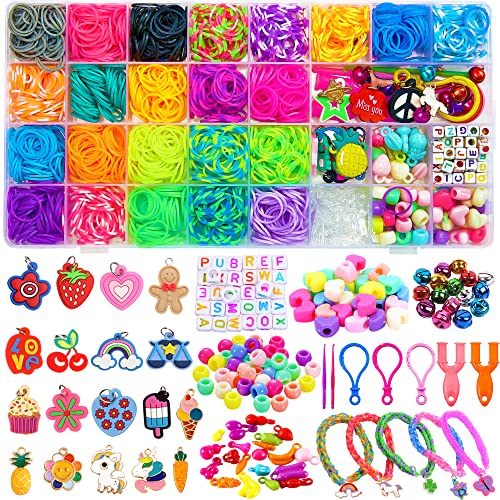 Lubibi Pulseras Gomas,DIY Gomas para Purseras, 2000 Comitas Elásticas Plásticas Cuantas para Collares de Colores Goma de Juguete para Niños de Anillos y Collares de Bricolaje Manualidad