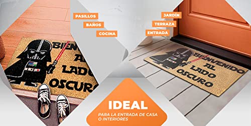 LucaHome - Felpudo Entrada casa Original y Divertido de Coco Natural - Felpudo Bienvenido Lado Oscuro 40x60 - Ideal para Puertas de Exteriores Cubiertas, pasillos y entradas de hogares