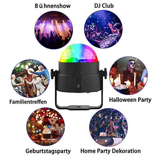 Luces Discoteca, SEBRUANC Mini bola giratoria LED 3W RGB, Rotación de 360° Activada por Sonido Luces de Fiesta de Bola de Discoteca con Control Remoto for home, birthday, KTV, Christmas 1pc