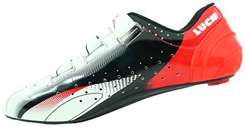 LUCK Zapatillas de Ciclismo EVO, para Carretera, con Suela de Carbono,Muy rigida y Ligera y Triple Tira de Velcro. (44 EU)