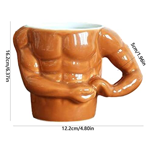 Luckyki Taza de café divertida para hombres | Tazas de café de cerámica para culturistas | Taza muscular para café, Leche, té, bebidas, bonitos regalos para hombres adultos y estudiantes