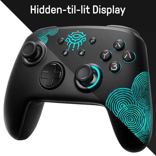 [Luminous Pattern]Mando Pro Switch Inalámbrico Compatible con Nintendo Switch/OLED/Lite, PALPOW Firefly Switch Pro Controller Inalambrico Bluetooth con 7 LED Colores/NFC/Turbo para Zelda Fans - Negro