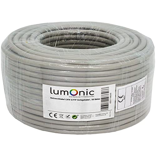 Lumonic 50m cable de red CAT 6 S/FTP PIMF I Cable Cat6, cable Gigabit Lan, cable Ethernet I Cable de tendido flexible apantallado, para uso en interio