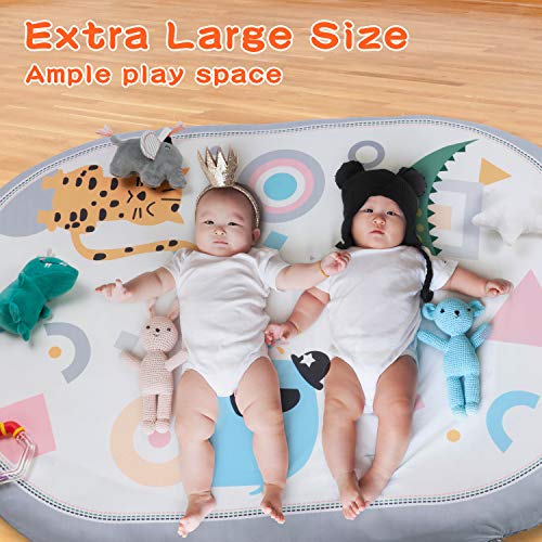 Lupantte 7 en 1 Baby Play Gym Mat, 2 Alfombrillas lavables reemplazables para bebés, Baby Activity Mat con 6 juguetes para educación temprana, más grueso antideslizante para, Regalo, 92 x 64 x 52CM