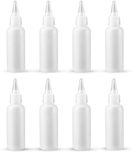 Luter 8 Piezas 2oz Botellas Pequeñas de Plástico Transparente Mini Botella Vacía para Pintura, Bricolaje, Arte, Líquidos, Loción, Artesanía, Pegamento, Viaje en Avión