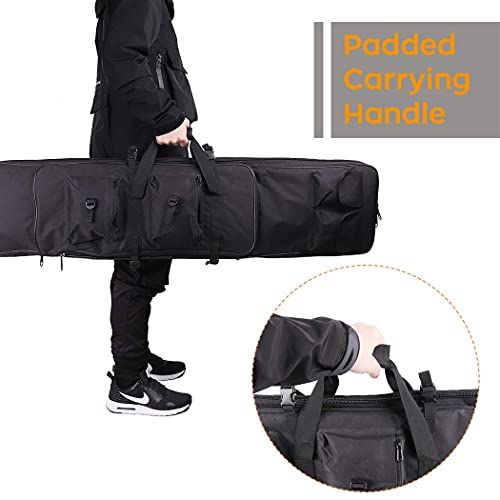 LUVODI Bolsa para Rifle Funda para Armas Pistola Bolsa de Almacenamiento con Correa de Hombro para Caza Pesca Mochila de Nylon Impermeable 100 x 30 x 7 cm Color Negro