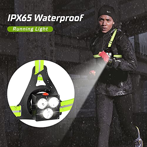 luz led para correr, USB Recargable, Luces Ajustable en 120°, 500 lúmenes, lámpara de Pecho con Tirantes reflectantes, adecuada para Caminar, Senderismo, Camping, Running