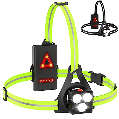 luz led para correr, USB Recargable, Luces Ajustable en 120°, 500 lúmenes, lámpara de Pecho con Tirantes reflectantes, adecuada para Caminar, Senderismo, Camping, Running