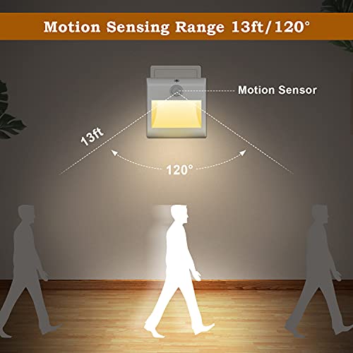 Luz Nocturna con Sensor de Movimiento, [2 Piezas] Luz Nocturna Infantil Regulable 3 Modos (ON/AUTO/OFF), Luz de Noche 3500K Blanco Cálido para Armario, Pasillo, Escalera, Cocina, Habitación, Sala