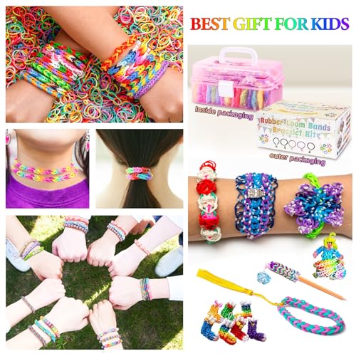 LUZOON 12000+ PCS Gomas Para Hacer Pulseras Kit, 30 Colores Gomas Elásticas Plásticas Kit Gomas Pulseras y Collares Bricolaje Manualidad para Niños Regalos de Cumpleaños de Navidad