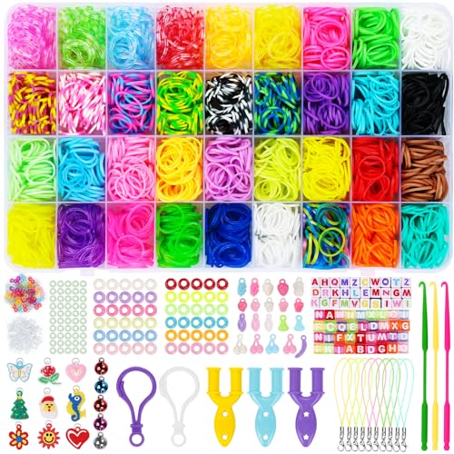 LUZOON Gomas Para Hacer Pulseras, 2800+ 36 Colores Gomas Elásticas Plásticas kit, gomas pulseras, Gomas para Pulseras para Hacer Pulseras y Collares