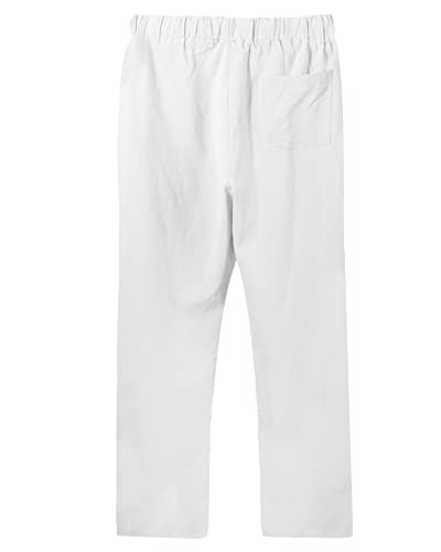 LVCBL Pantalones Casuales Lisos de Verano para Hombre Pantalones de Playa de Ajuste Holgado Blanco XL