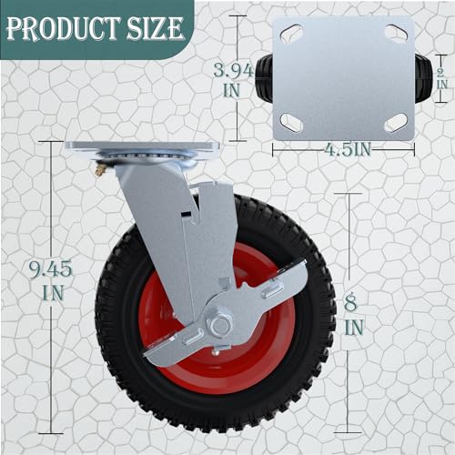 Lygoeege Heavy Duty Caster Wheel, 20 cm x 1, capacidad de 115 kg, goma maciza, hierro fundido, exterior, sin planos, para carros, banco de trabajo, trolley, herramientas de bricolaje