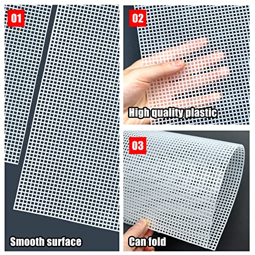 LYLIDIA 6 Hojas Plastic Canvas Blanca Malla Plastico Manualidades para Hacer Bolso Lienzo de Bordado Tela Crochet Punto de Cruz a Mano Proyectos de Ganchillo (6CT)