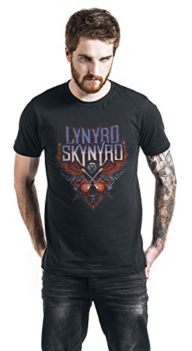 Lynyrd Skynyrd Crossed Guitars Camiseta Negro S, 100% algodón, Corte Normal