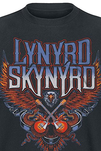 Lynyrd Skynyrd Crossed Guitars Camiseta Negro S, 100% algodón, Corte Normal