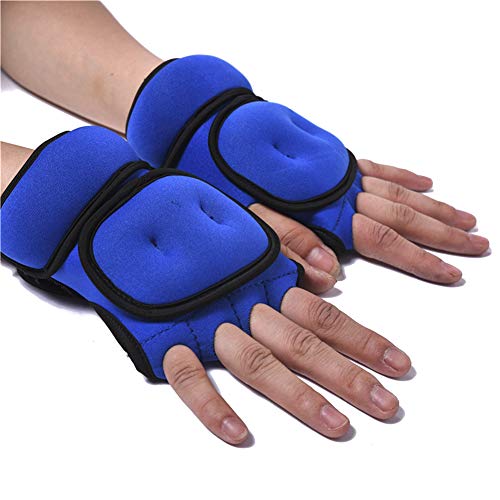 LYXMY add 1 kg guantes de entrenamiento con pesas con bolsa de arena con soporte para las muñecas gimnasio, boxeo, pull-ups, entrenamiento cruzado, transpirable, azul, talla libre