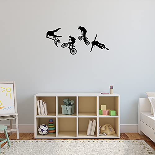 LZYMSZ Calcomanía de Pared para Bicicleta, 37.7 * 16.9 '' Vinilo Bicicleta de Montaña Mural Adhesivo Deportes Extremos Arte Silueta Mural para Hombre Niños Habitación (4)