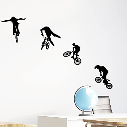 LZYMSZ Calcomanía de Pared para Bicicleta, 37.7 * 16.9 '' Vinilo Bicicleta de Montaña Mural Adhesivo Deportes Extremos Arte Silueta Mural para Hombre Niños Habitación (4)