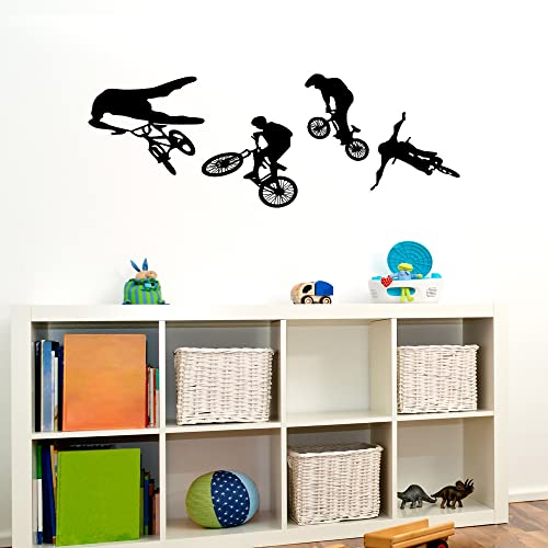 LZYMSZ Calcomanía de Pared para Bicicleta, 37.7 * 16.9 '' Vinilo Bicicleta de Montaña Mural Adhesivo Deportes Extremos Arte Silueta Mural para Hombre Niños Habitación (4)