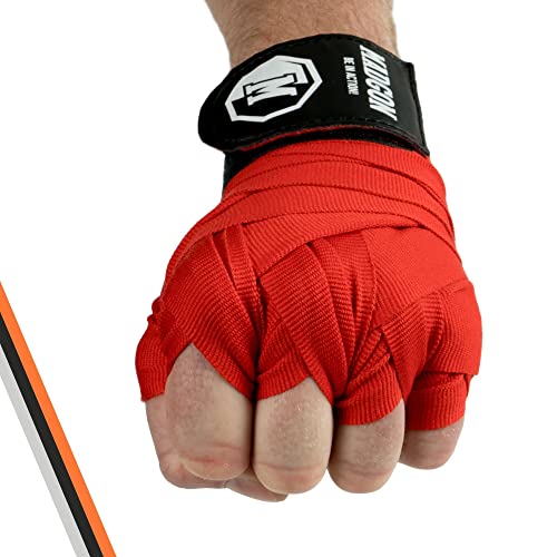 MADGON Vendas Boxeo con Correa de Velcro y Gancho para el Pulgar – 3m / 3,8 m / 4,5m – Vendaje Boxeo Duradero para MMA, Kickboxing, Sparring – Excelente Absorción del Sudor