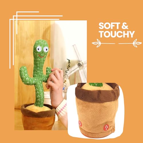 MAGIC SELECT Cactus Peluche Bailarín con Movimiento Electrónico, Luces y 120 Canciones. Adorno para el Hogar. Pilas no Incluidas.