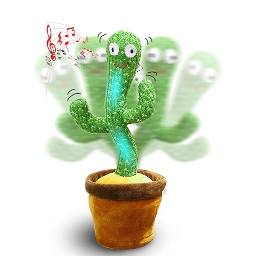 MAGIC SELECT Cactus Peluche Bailarín con Movimiento Electrónico, Luces y 120 Canciones. Adorno para el Hogar. Pilas no Incluidas.