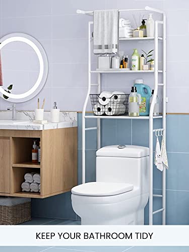 MAGIC SELECT Estantería de Baño sobre Inodoro | Estante de Almacenamiento Impermeable | Estante Organizador Multiusos | Ahorra Espacio con 3 Baldas | Patas Ajustables en Altura