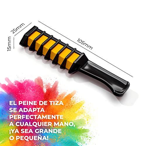 Magicat 10 peines con tizas para el pelo Premium I 10 colores diferentes y 5 coleteros I regalos de cumpleaños niñas, colegio, comuniones I tiza temporal lavable I no tóxico