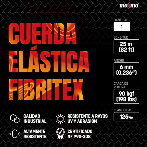 MAGMA Cuerda Elastica 6mm. Fibritex Polietileno. Piscinas (Standard NF P 90-308) Toldos Acampadas Exteriores Manualidades Nautica Amarres Escalada Resistente al Agua (10m, Blanco)