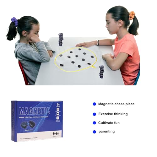 Magnetic Chess Game,Juego De Mesa De Piedra Magnética,Juego de Ajedrez Magnético,Juego De Imán De Mesa, Juego de Ajedrez con Imanes Portátiles,para Acampar y Reuniones Familiares