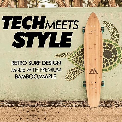 Magneto 44 Pulgadas kicktail Crucero Longboard monopatín | Bambú y Cubierta de Arce Duro | Hecho para Adultos, Adolescentes y niños (Azul)