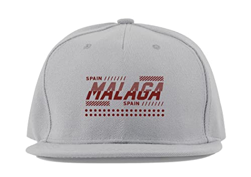 Maikomanija Gorra de béisbol de Málaga España, de algodón, con visera plana, unisex, deportiva, transpirable, gris, Talla única